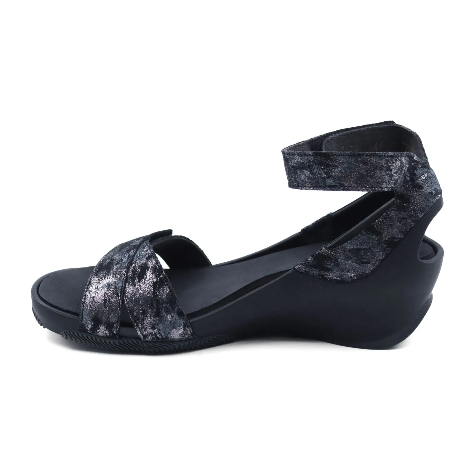 Wolky Era Wedge Sandal (Women) - Black Storm Suede