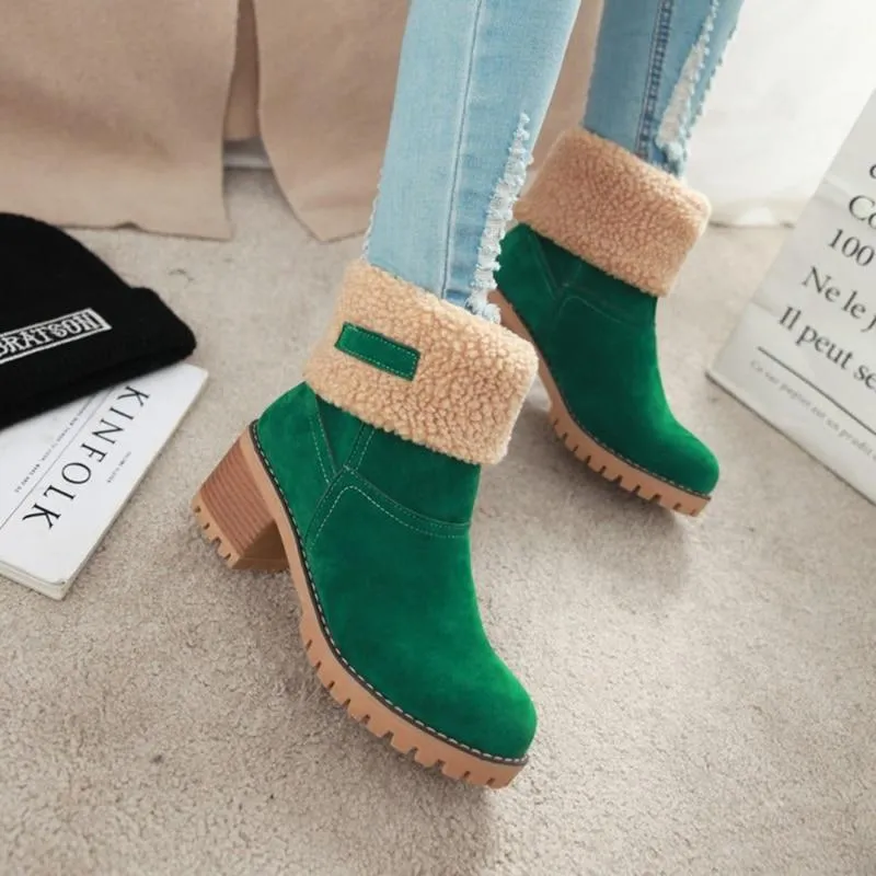 Women Winter Snow Warm Plush Faux Fur Ankle Thermal Boots