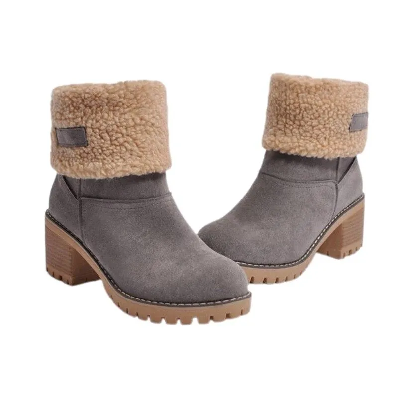 Women Winter Snow Warm Plush Faux Fur Ankle Thermal Boots