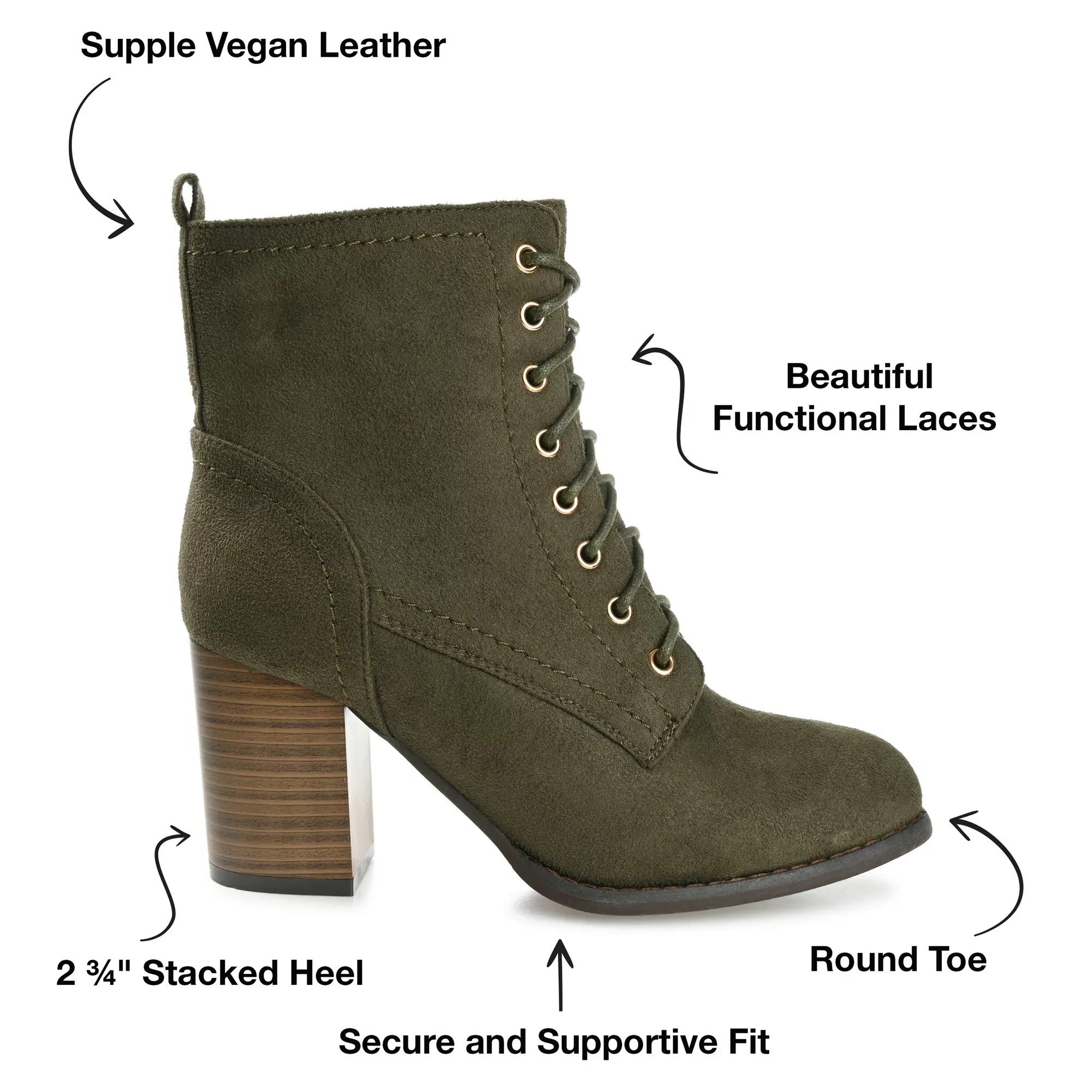 Womens Trendy Baylor Lace Up Stacked Heel Booties