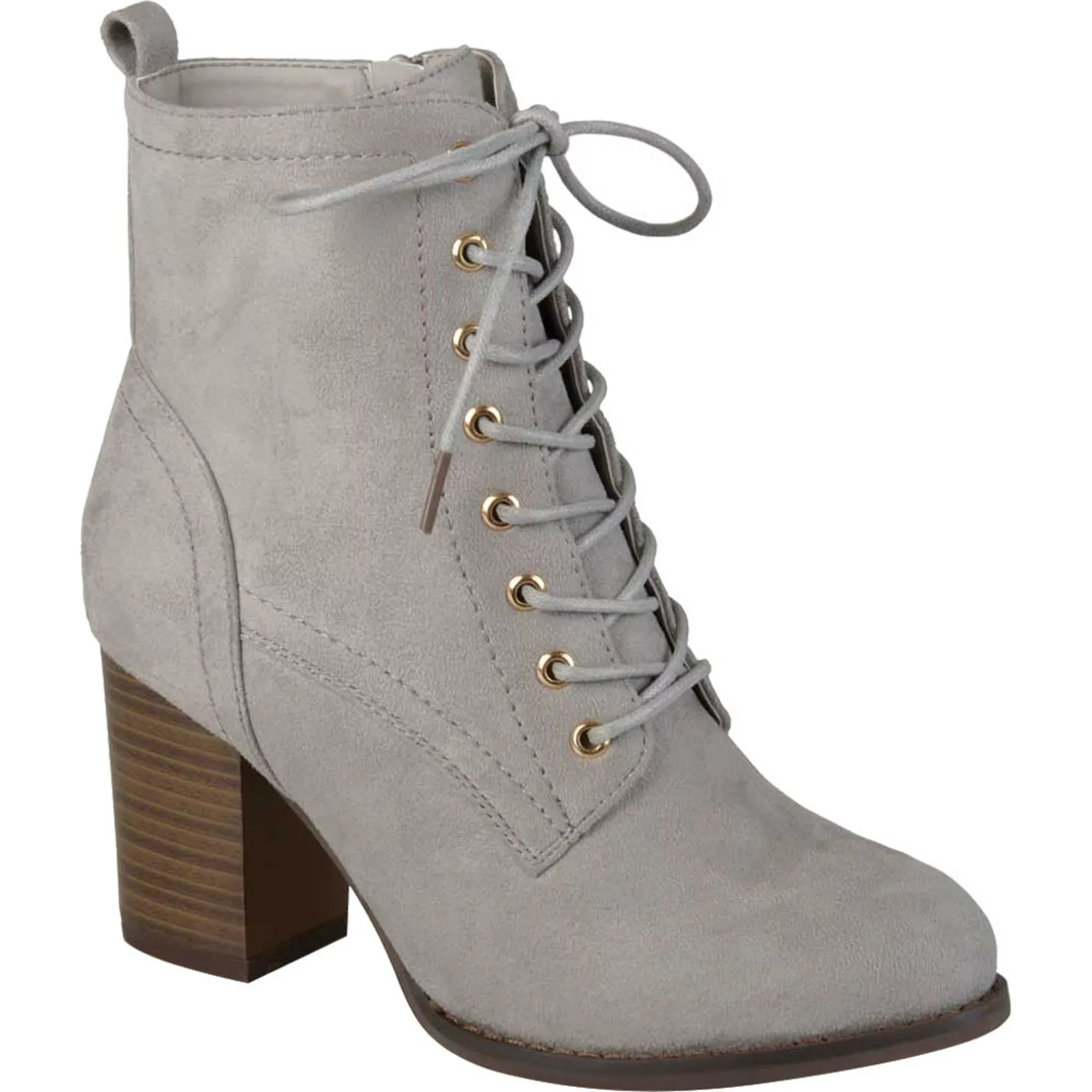 Womens Trendy Baylor Lace Up Stacked Heel Booties