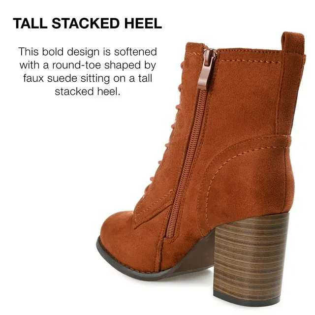 Womens Trendy Baylor Lace Up Stacked Heel Booties