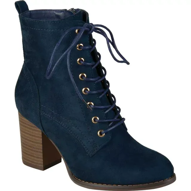 Womens Trendy Baylor Lace Up Stacked Heel Booties