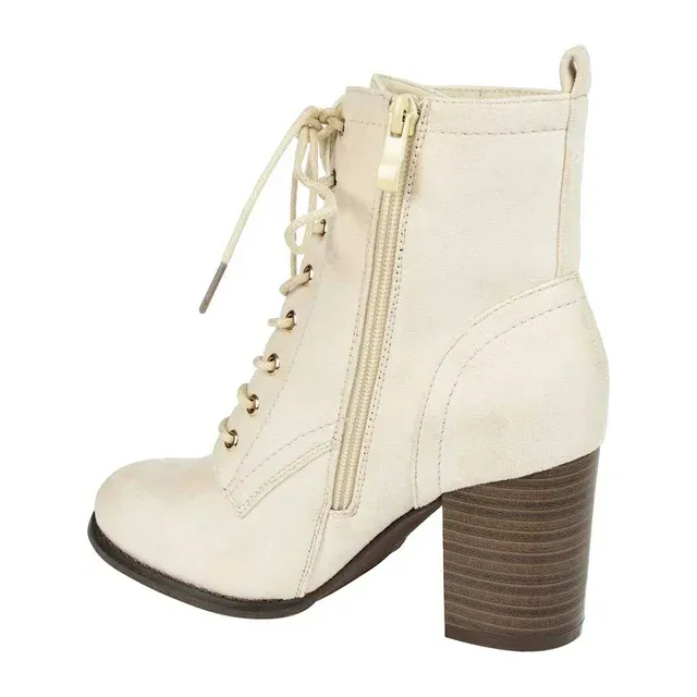 Womens Trendy Baylor Lace Up Stacked Heel Booties