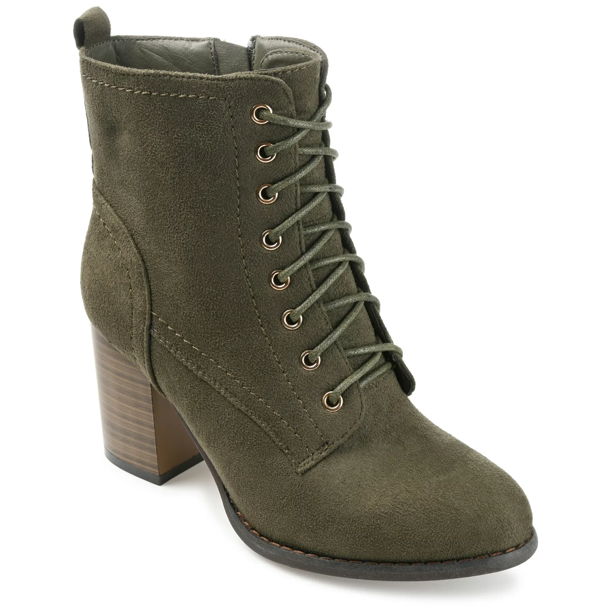 Womens Trendy Baylor Lace Up Stacked Heel Booties