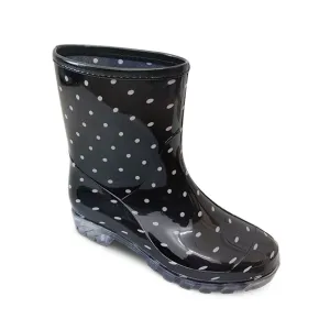 Women's White Polka Dot Rain Boot