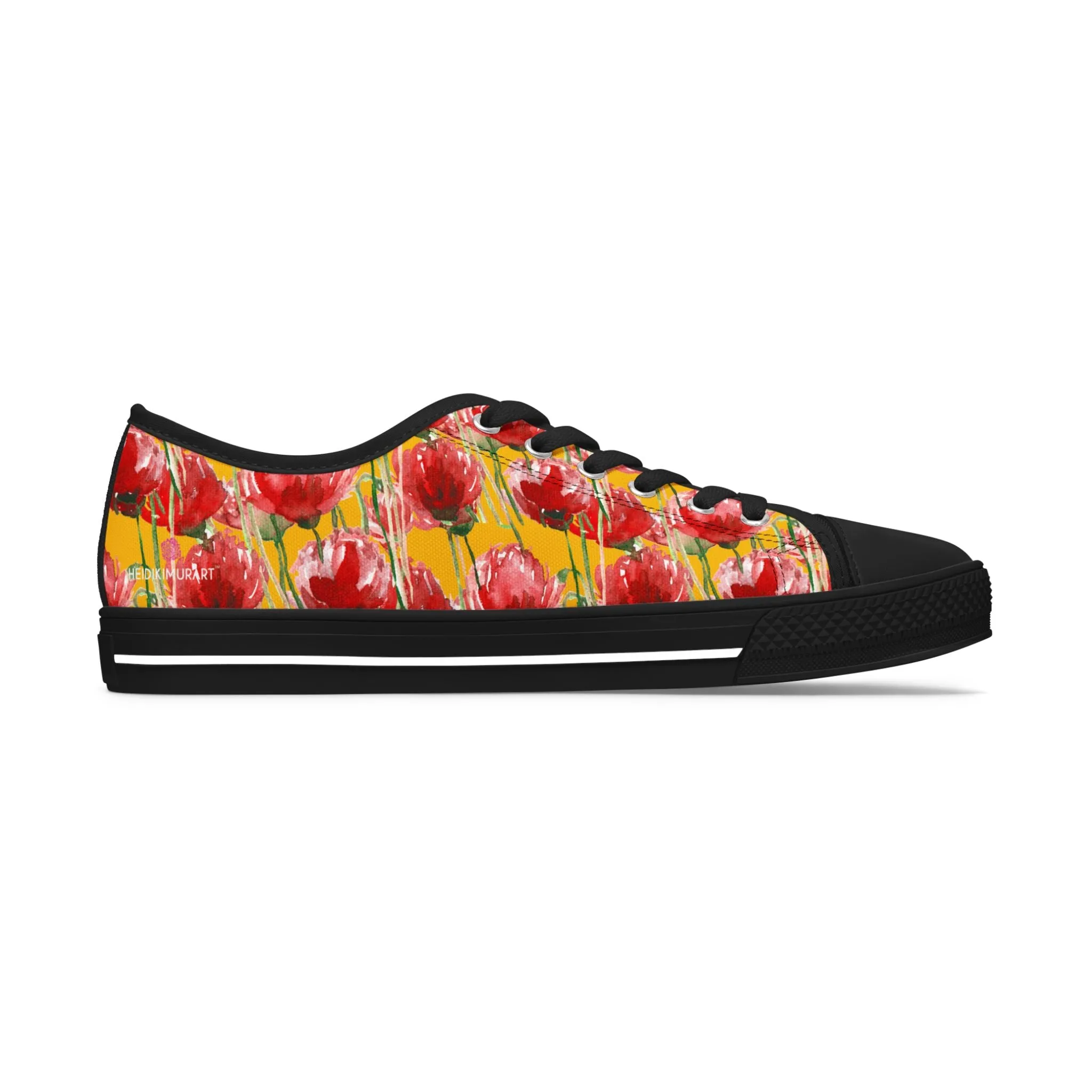 Yellow Red Tulips Floral Women's Sneakers, Floral Print Best Canvas Fashion Low Top Sneakers (US Size: 5.5-12)